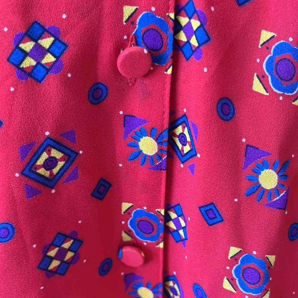 Vintage Josephine Red Asymmetrical Southwestern Blouse Size 12 - Image 4