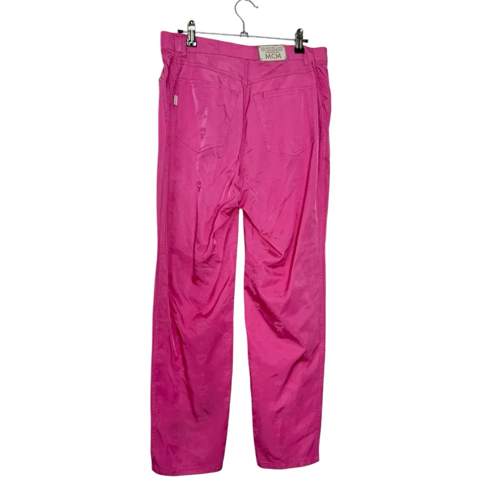 MCM  Vintage Pink Monogram Satin Tracksuit Custom Made - Image 10
