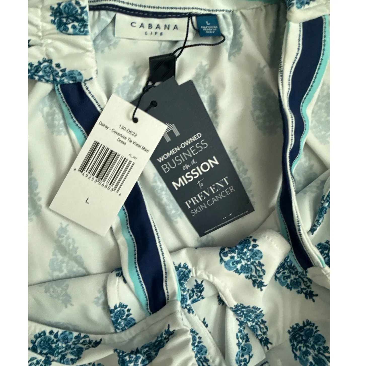 Cabana Life Delray Coverluxe‎ Pockets Tie Waist Maxi Dress Blue Size Large - Image 12