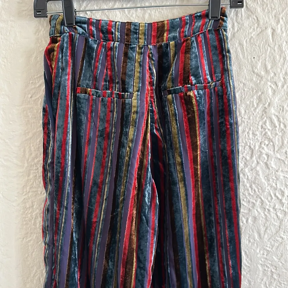 House of Harlow 1960 x Revolve Mona Pants Haze Velvet Multicolor Stripe Wide Leg Size XXS - Image 7