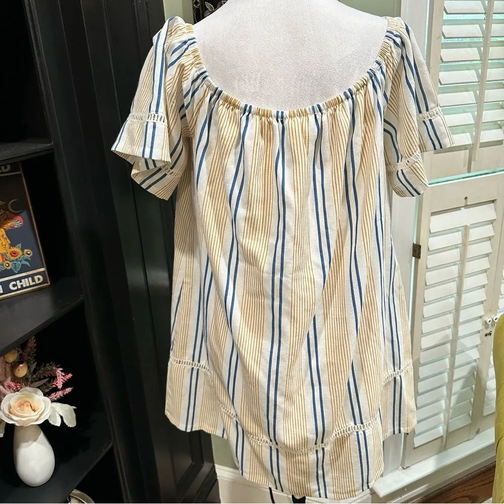 J.O.A | Los Angeles Striped Off The Shoulder Dress Size M - Image 8