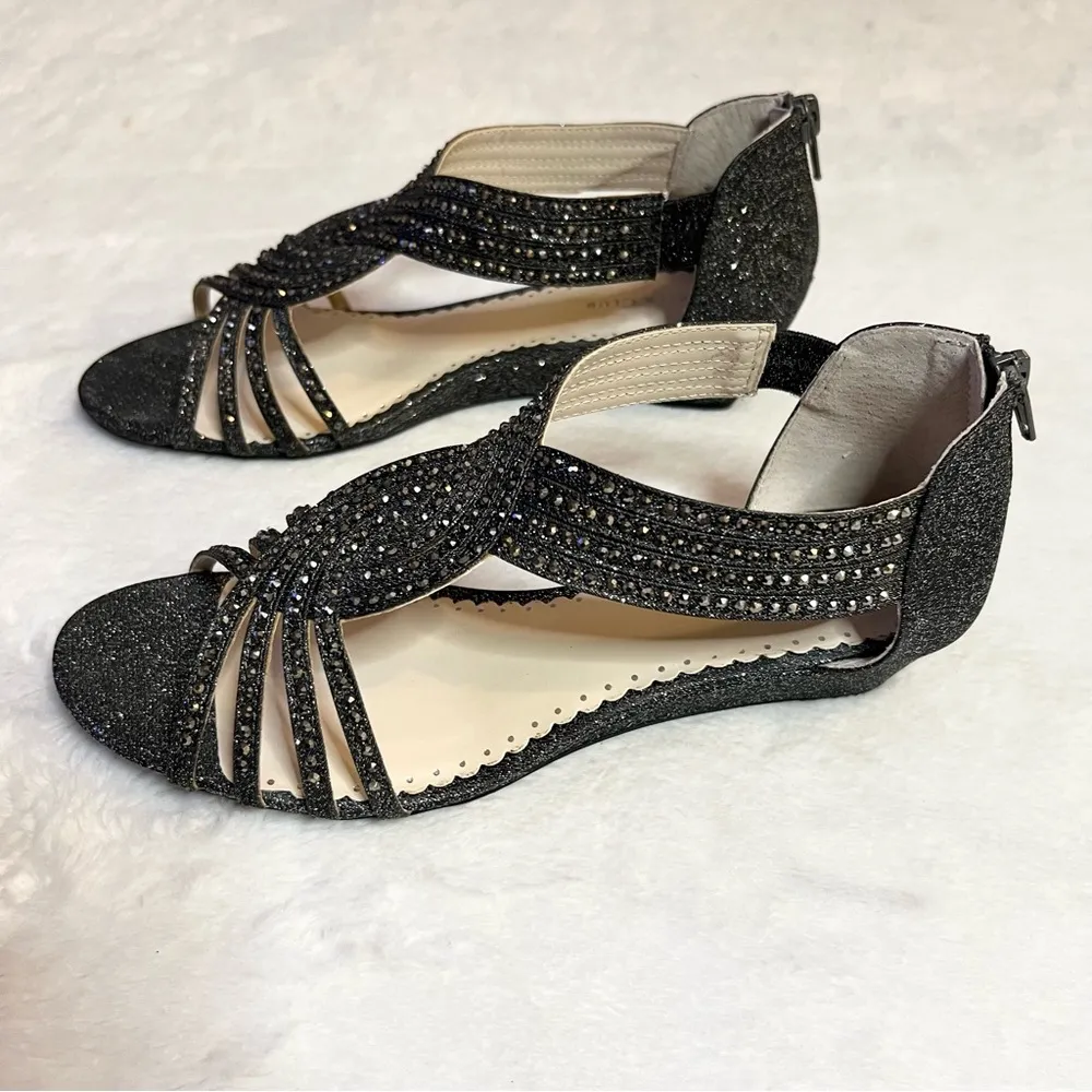 Charter Club Pewter Rhinestone Embellished Strappy Wedge Sandals Size 7.5 - Image 5