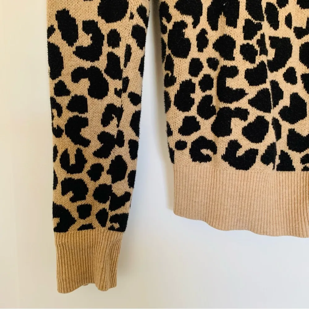 a new day Leopard Print Cardigan Sweater with Buttons | Size: L - Image 5