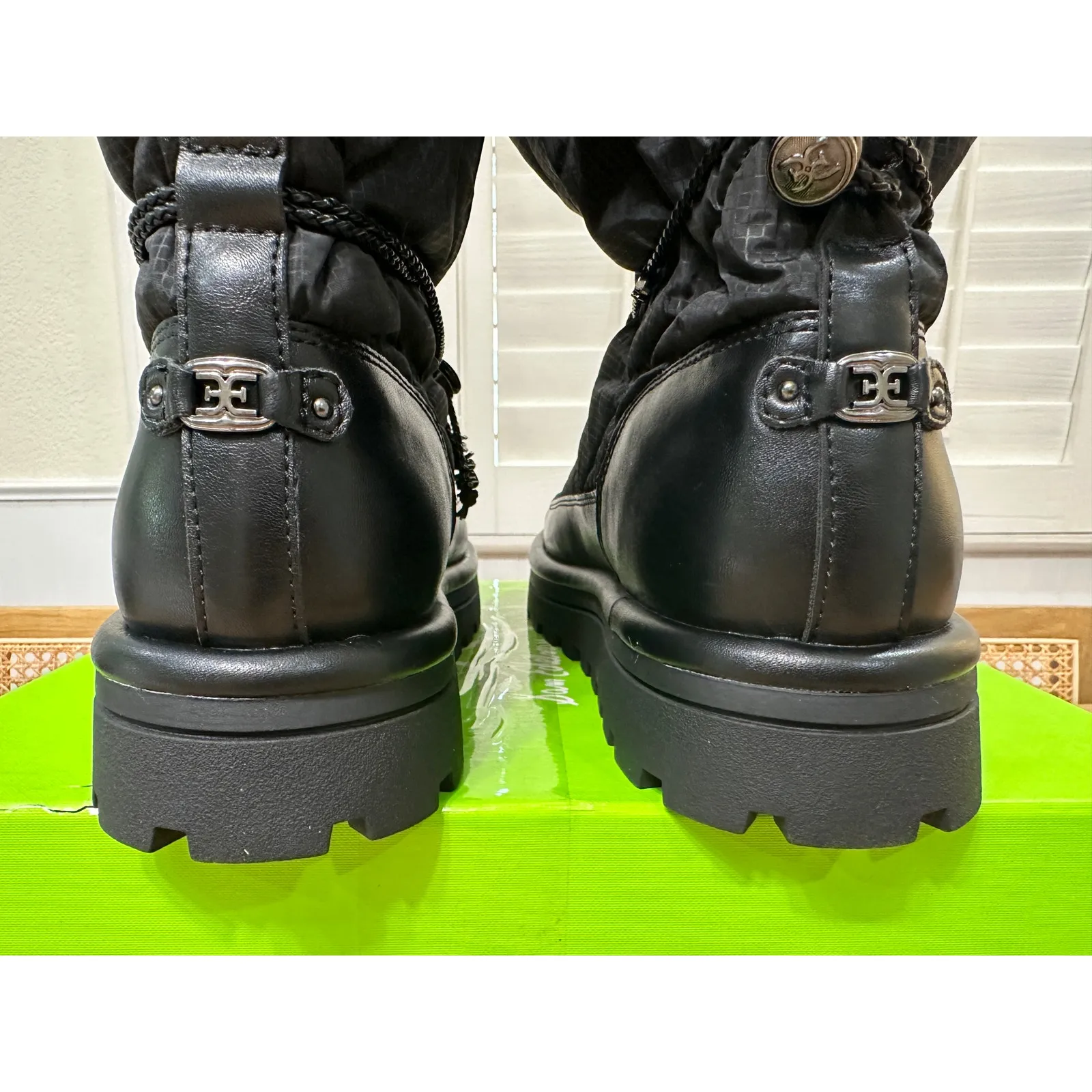 Sam Edelman Olin Lug Sole Bootie Black Nylon Sz 10.5 NIB Stylish Foldover Cuff - Image 13