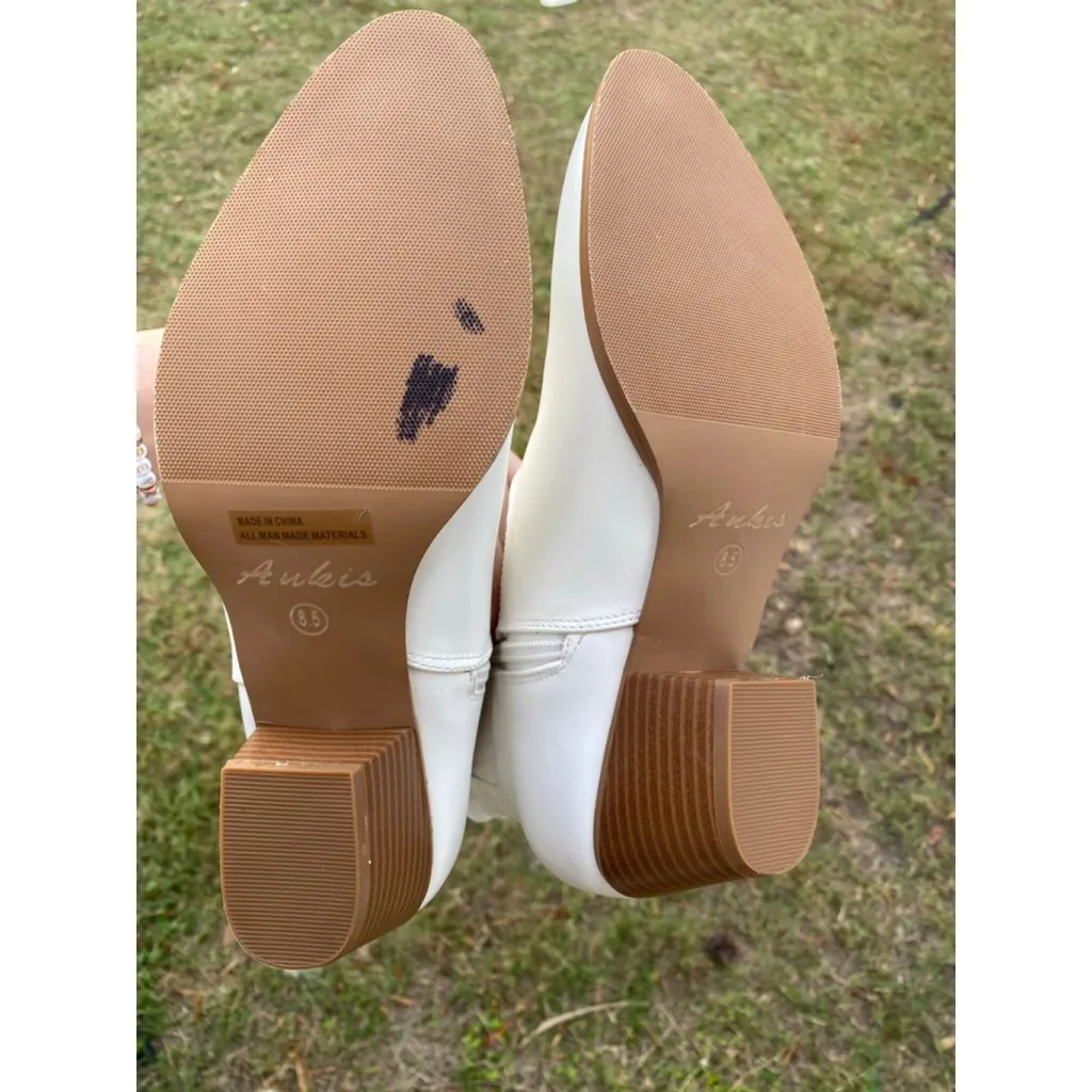 Tall White Western Cowgirl Boots 8.5 Coastal Rodeo Faux - Image 6