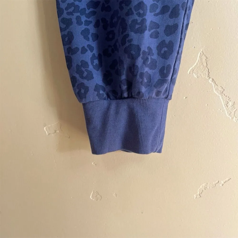 Z Supply Women's Blue Leopard Print Joggers Size Small Cozy Comfy‎ Athleisure - Image 4