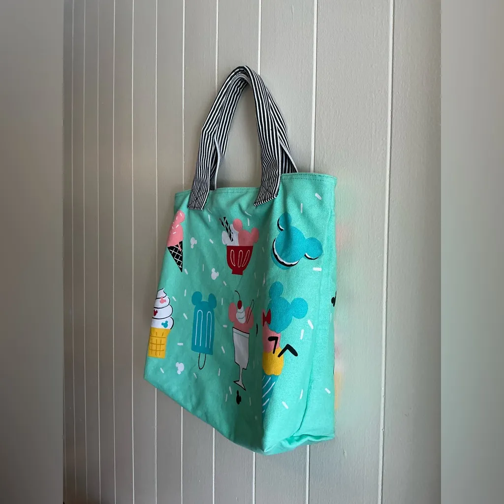 A Rare HTF Large Disney Mickey Mouse Ice Crean Treats Tote Bag Handbag Bag - Image 3