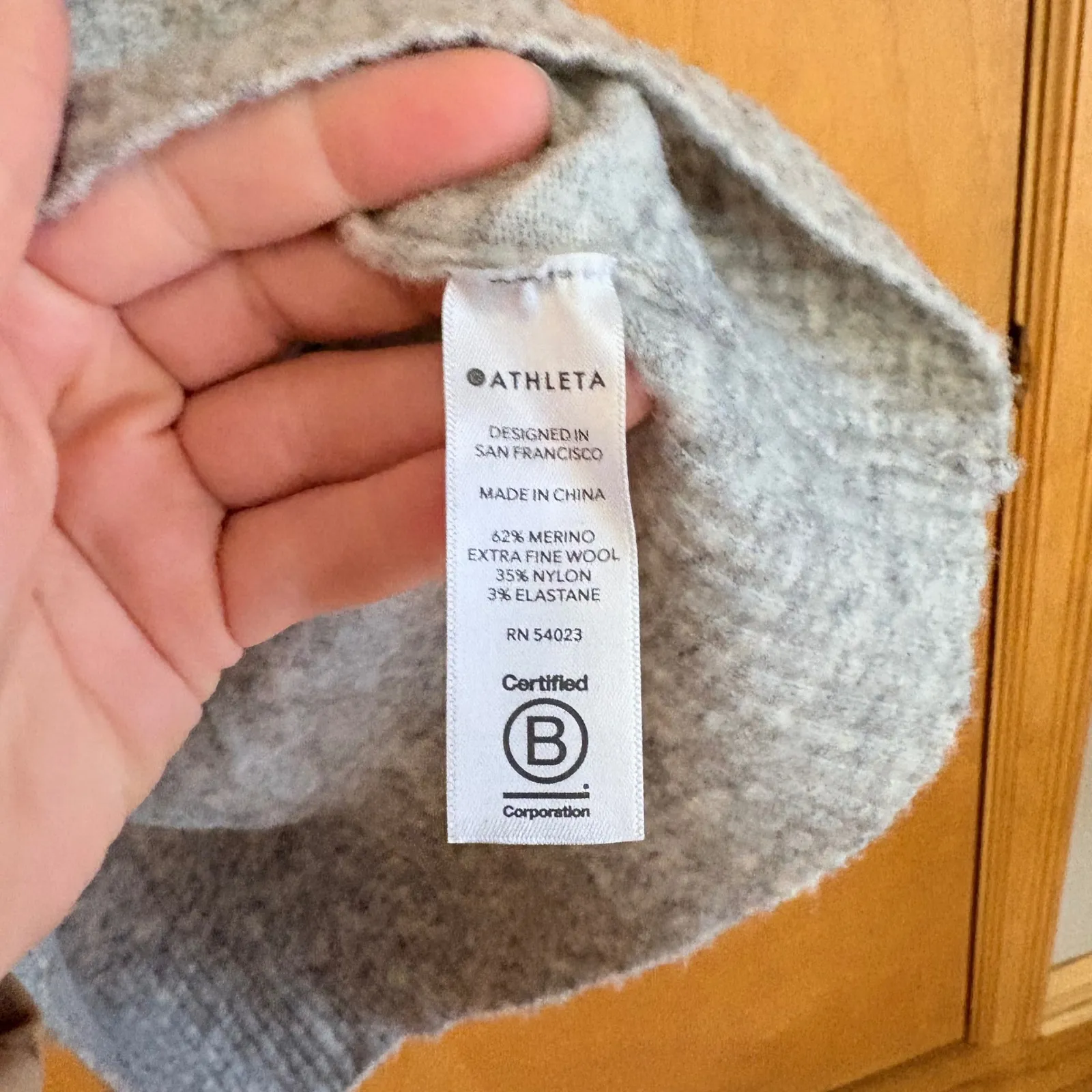 Athleta Transit Crew Sweater Gray Marl Merino Wool Blend Pullover Mock Small - Image 5