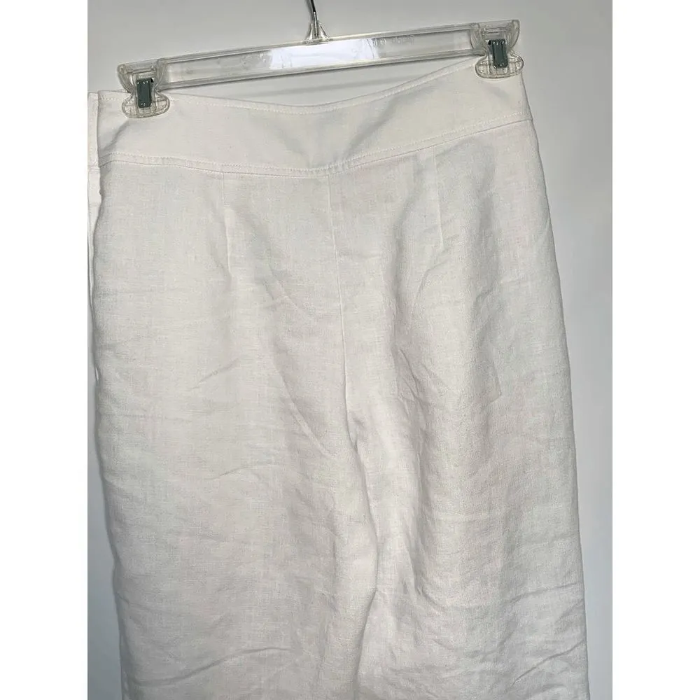 Club Monoco 22" Inseam White Linen Side Button Capri Pant - Image 5