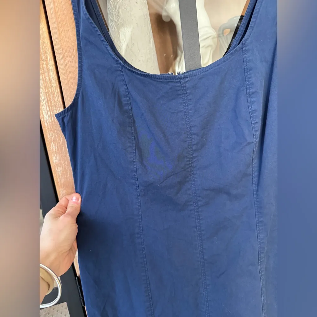 J. Crew fitted lightweight chino dress navy cotton midi above knee - Image 6