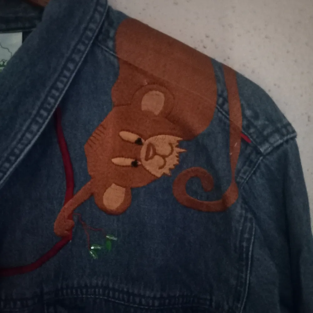 Quacker Factory M Wild Animal Denim Jungle Zoo Embroidered Casual Jacket Blue Size M - Image 10