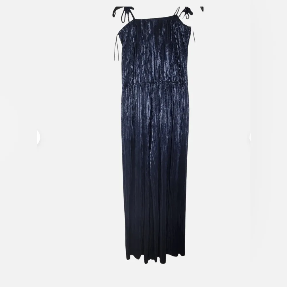 Aqua Navy Blue Croped Shine Jumpsuit Size S - Image 10