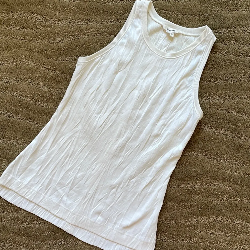 Helmut Lang crinkle textured optic white ribbed tank - Image 7