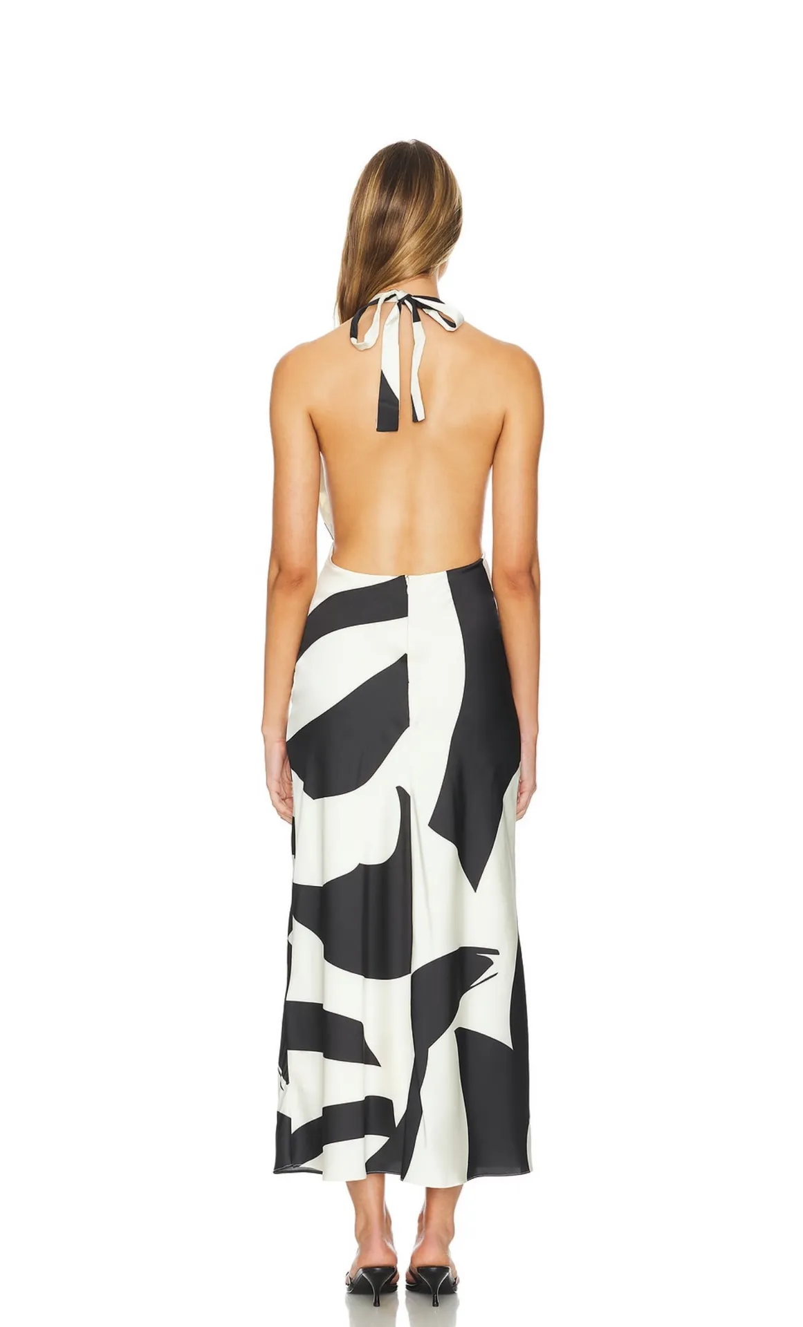 Anthropologie Bardot Black White Citron Halter Midi Bodycon Dress - Image 3