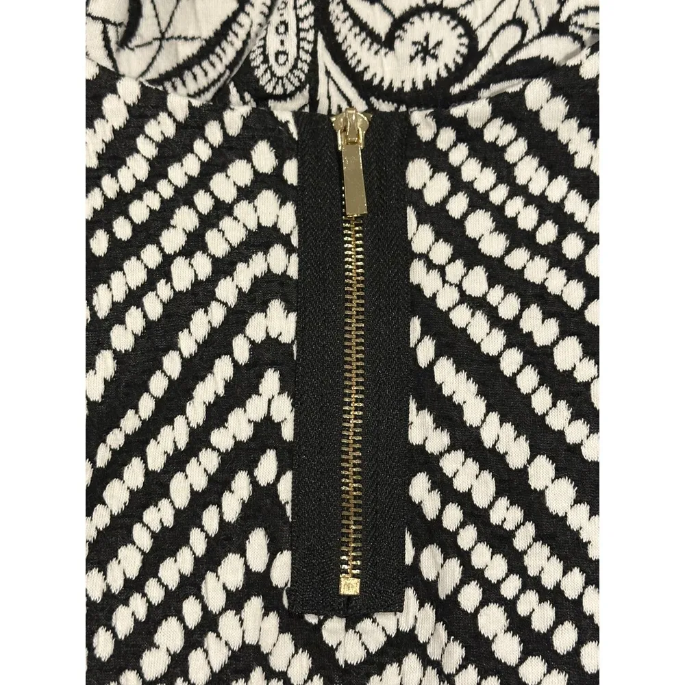 MSK Black White geometric floral abstract 3/4 sleeve dress size Large - Image 8