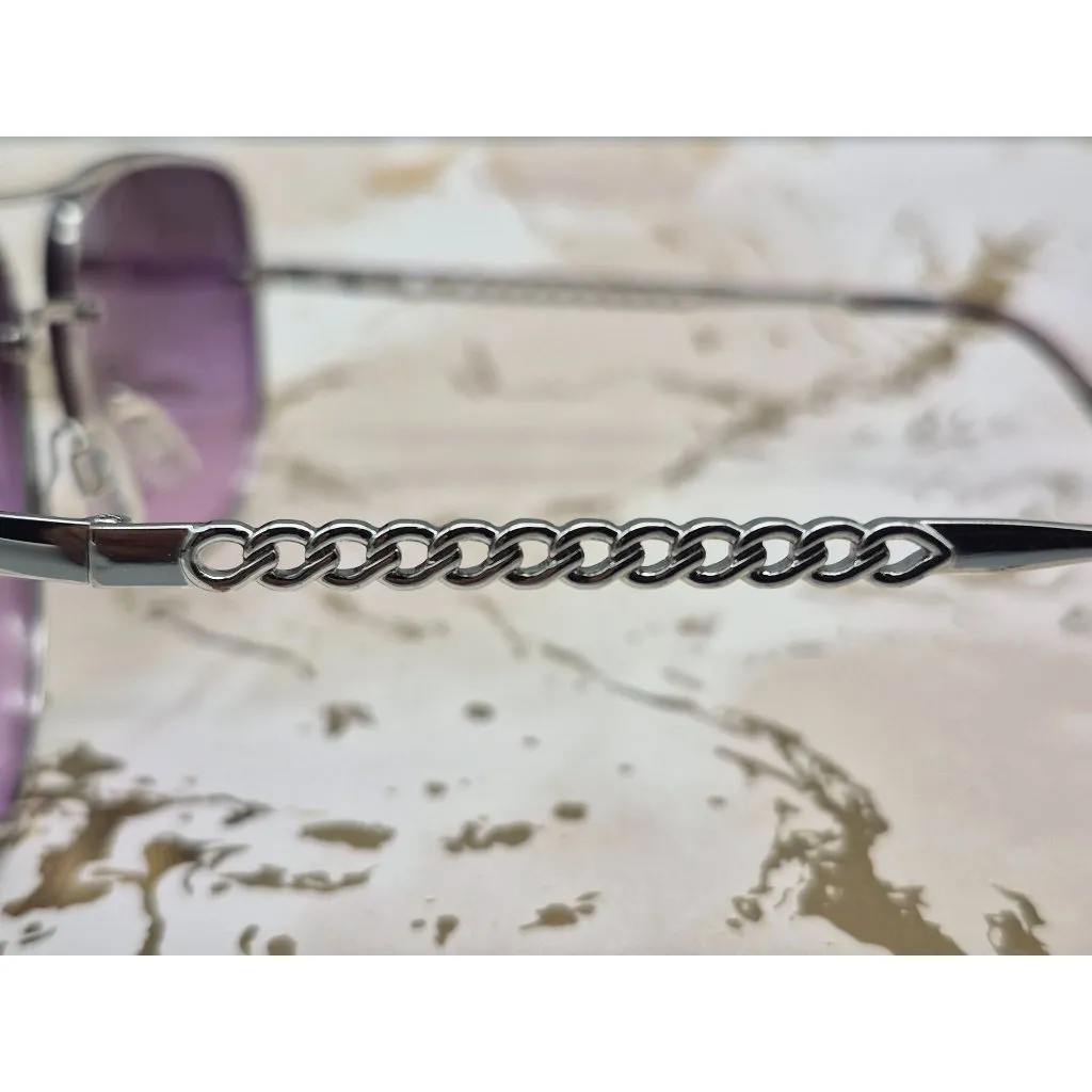 Vince Camuto VC954 SLV Rimless Navigator Sunglasses Silver Purple Lens - Image 6