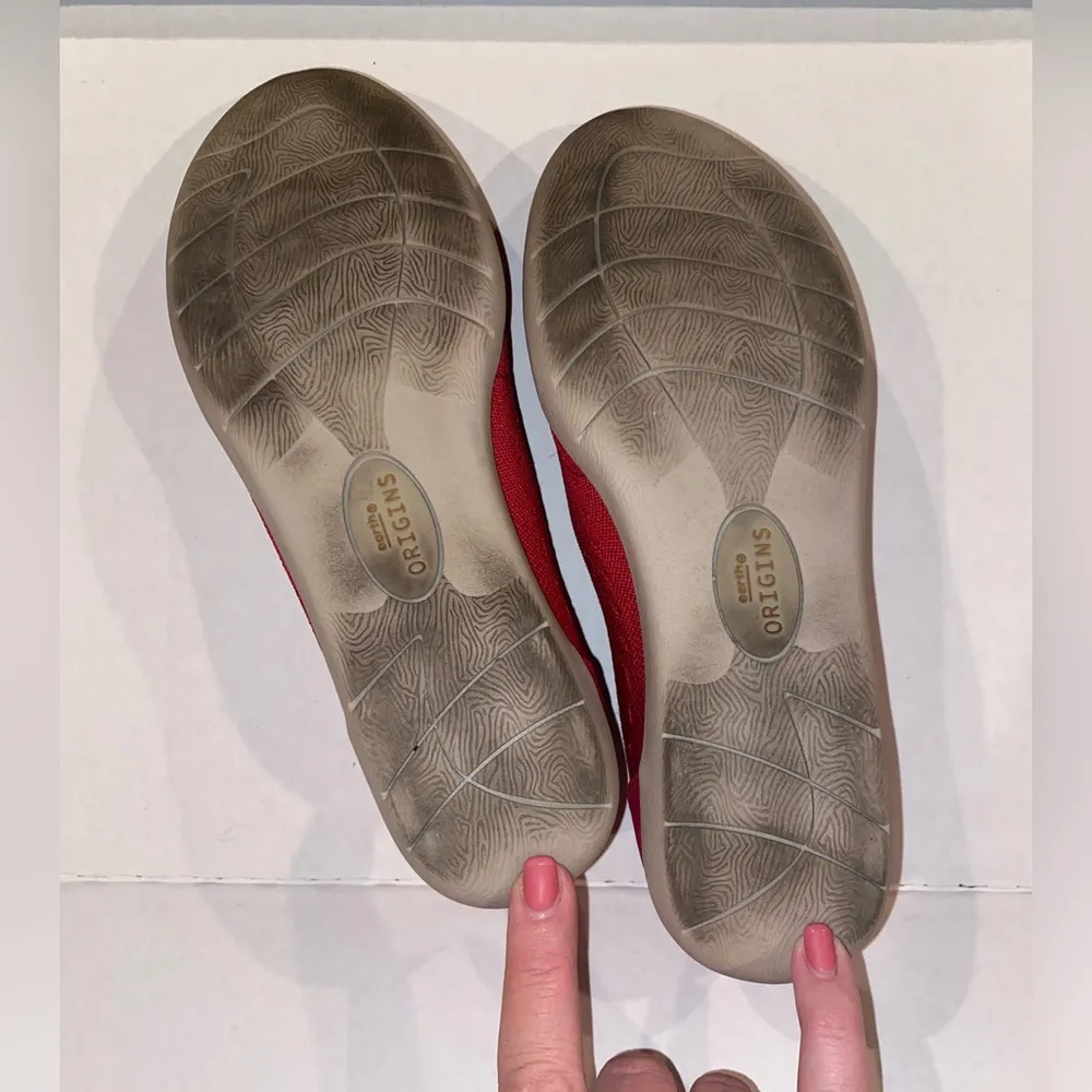 Earth Origins Openwork Knit Slip-Ons Faye 7Wide Red Raspberry Vegan Friendly EUC - Image 6