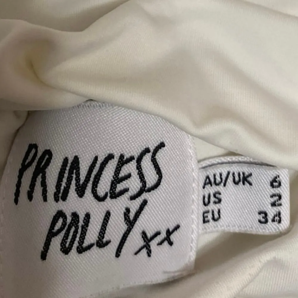 Princess Polly White Halter Sleeveless Plunging V Neck Open Back Crop Top Size 2 - Image 3