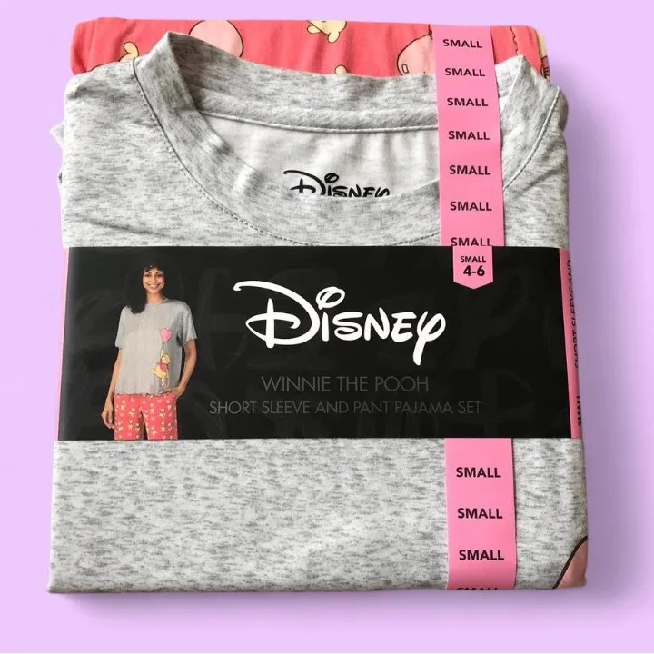 Disney women’s Gray and Red Winnie the Pooh Short Sleeve and Pants Pajama Set S - Image 2