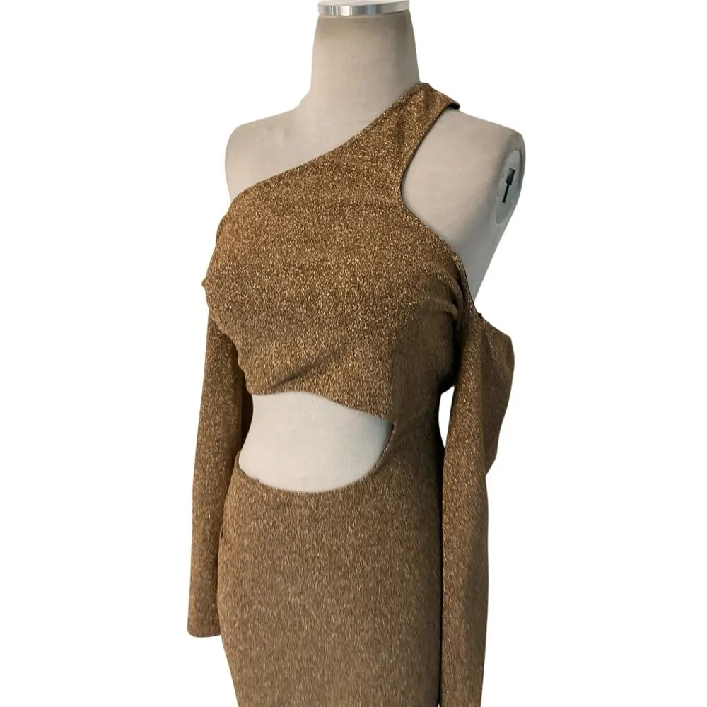 Michael Costello x REVOLVE Nyura Mini Dress in Gold X-Large Womens Cut out Party - Image 5