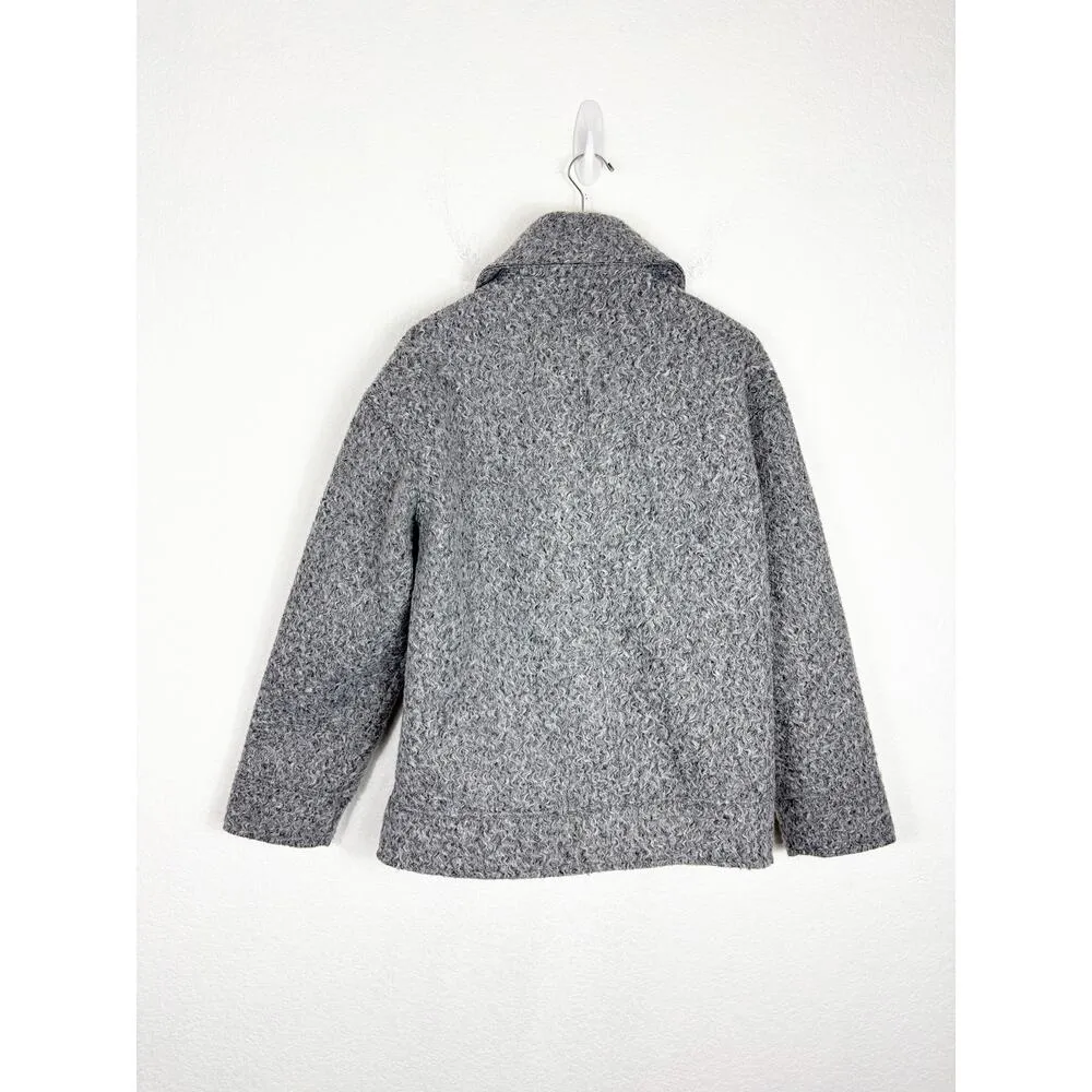 Zara Boucle Coat Gray Women’s Medium Oversized Peacoat Textured - Image 12