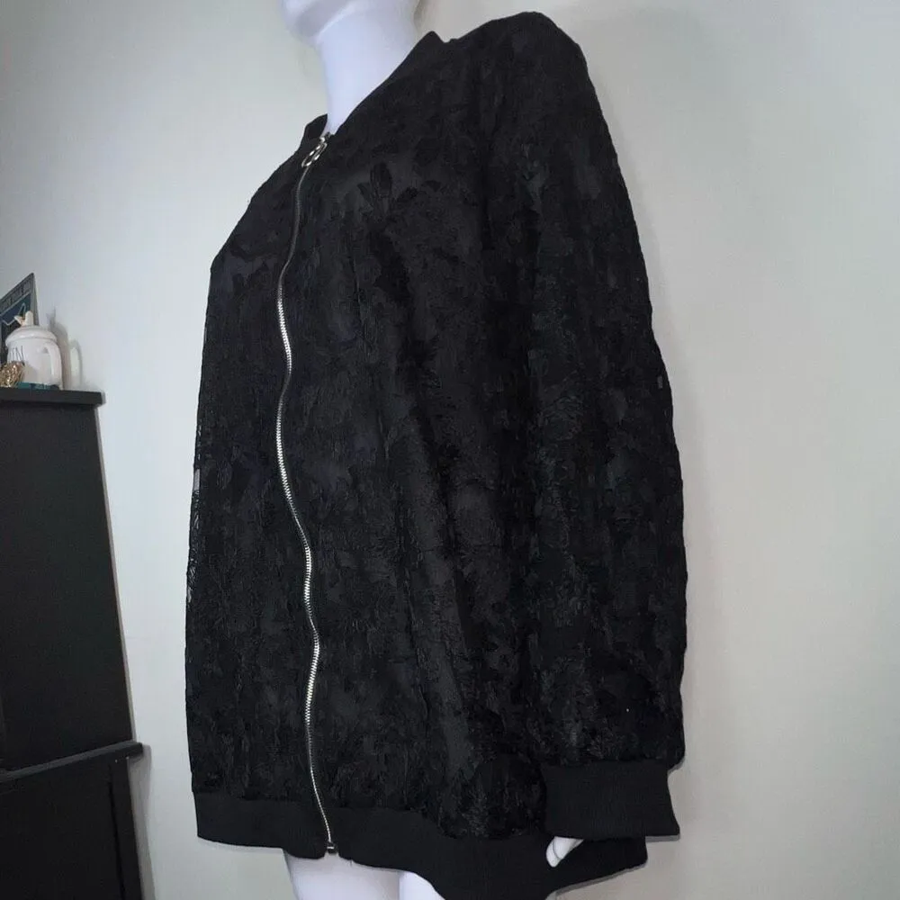 Bloomchic Double Lace Varsity‎ Jacket Black Size 26 - Image 9