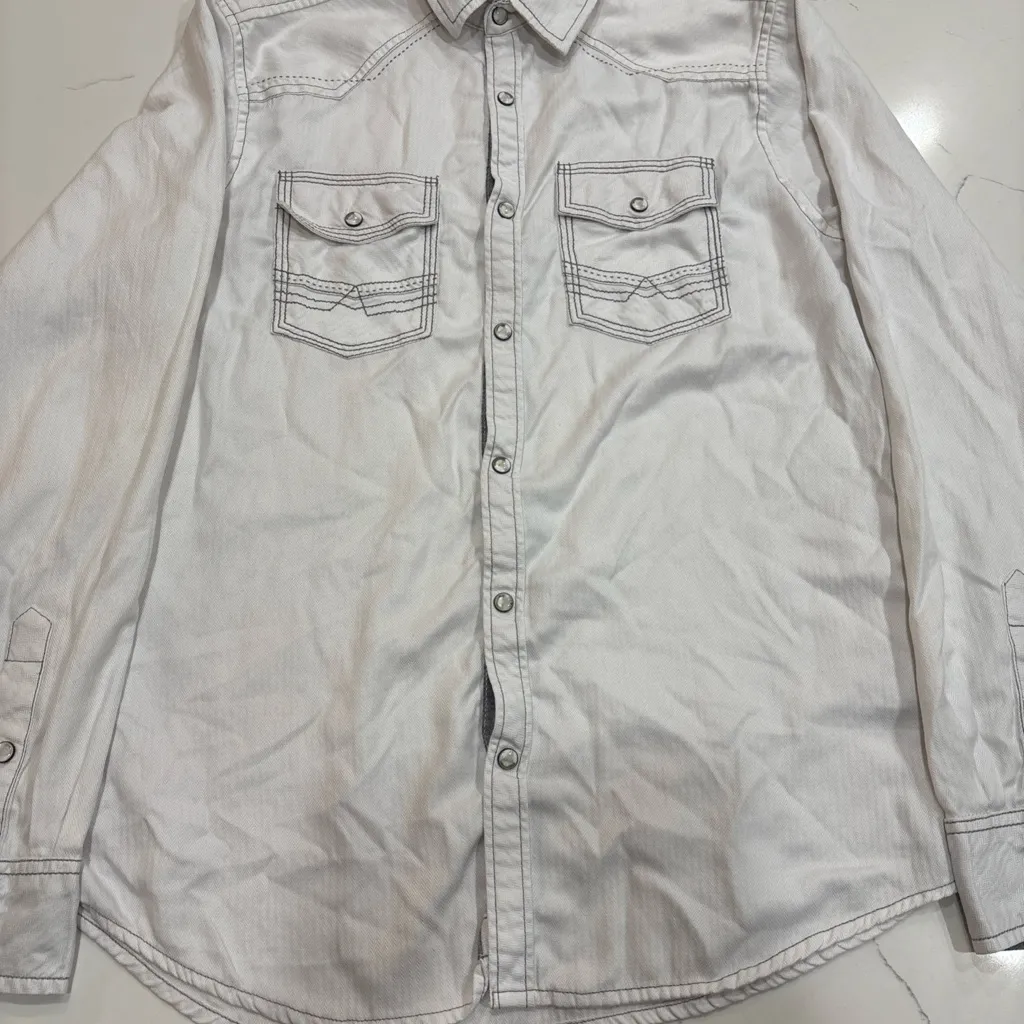 BKE Women’s Standard Fit Medium Western Front Snap Shirt  White - Image 2