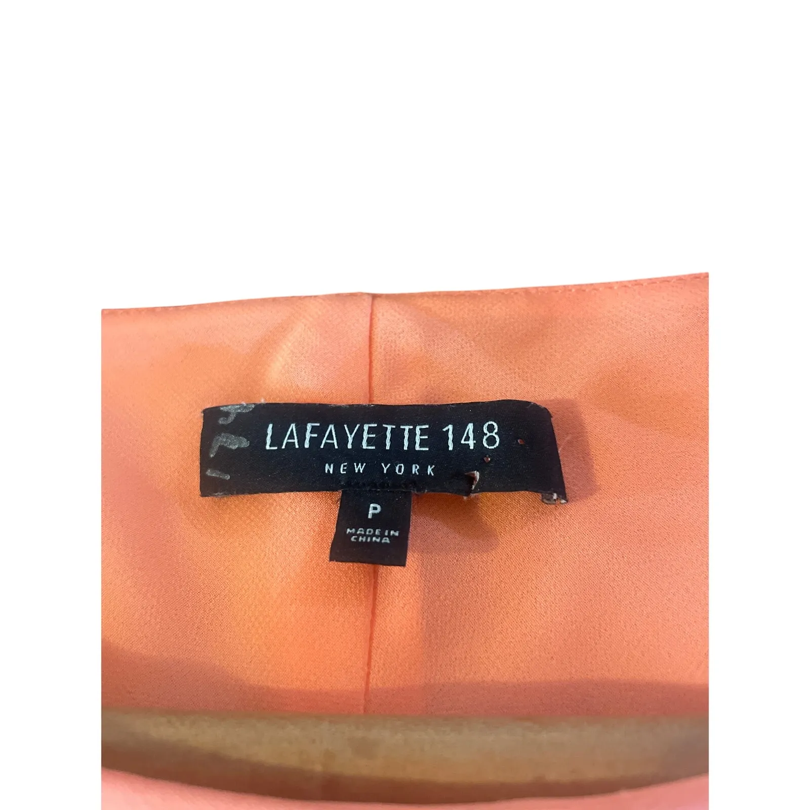 LAFAYETTE 148 Asymmetric Crepe Dress GORGEOUS COLOR Coral Reef Sleeveless Size S - Image 3