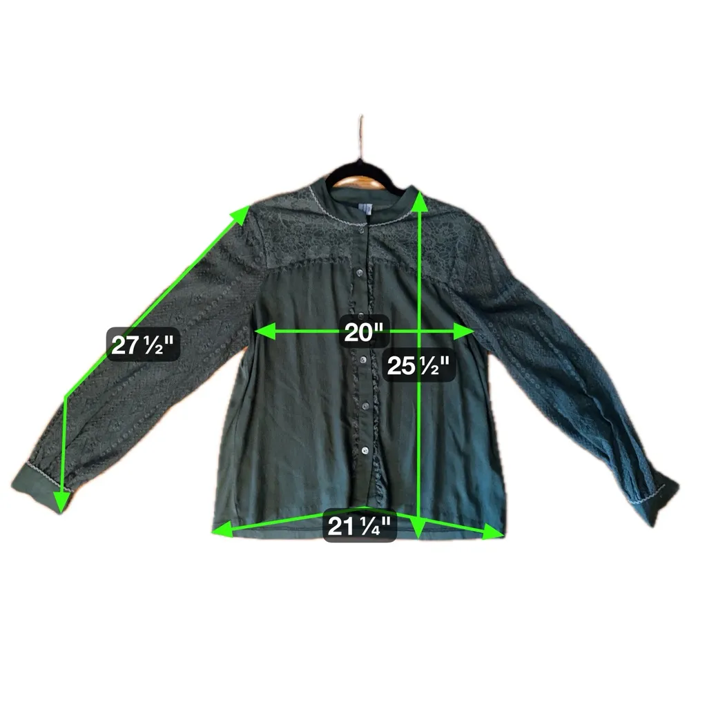 Bl^nk London Green Lace Button Down Blouse - Image 6