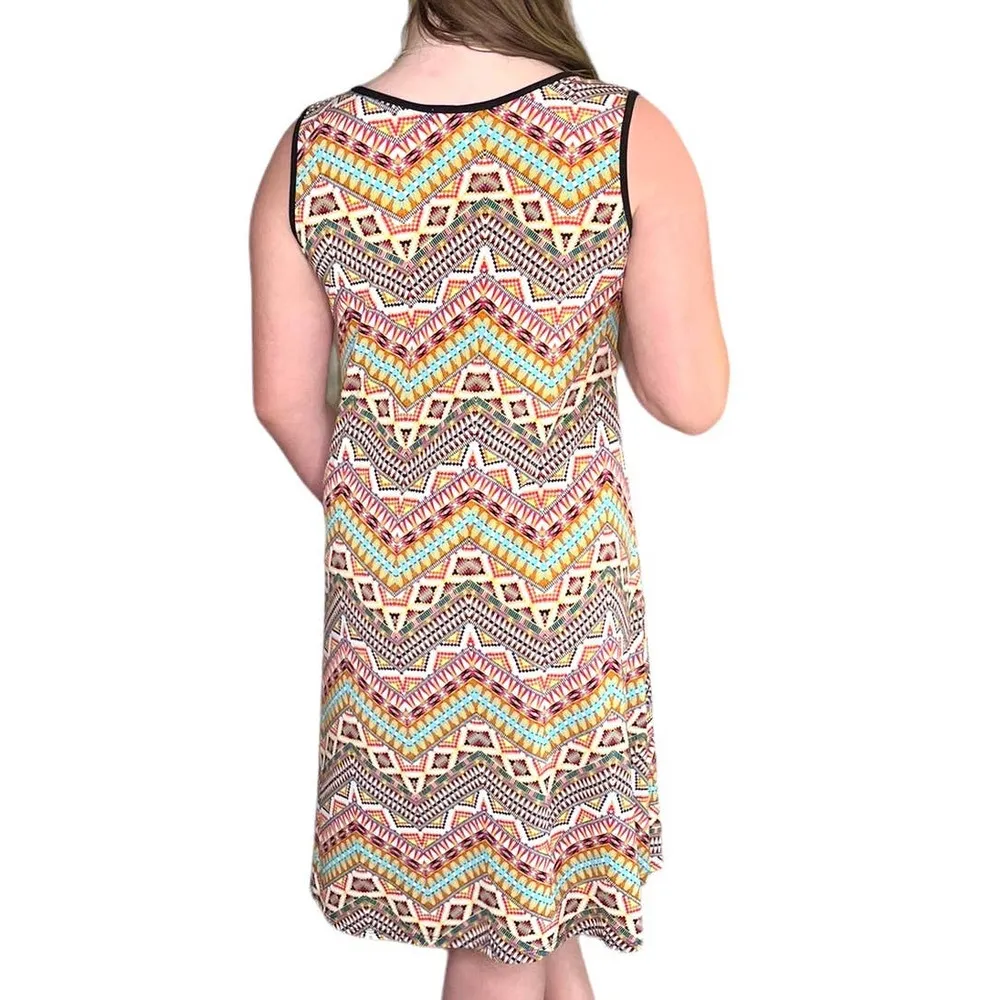 Cato Fashions SUN DRESS 14/16 Womens Sleeveless Swing Multi Color Zig Zag - Image 4