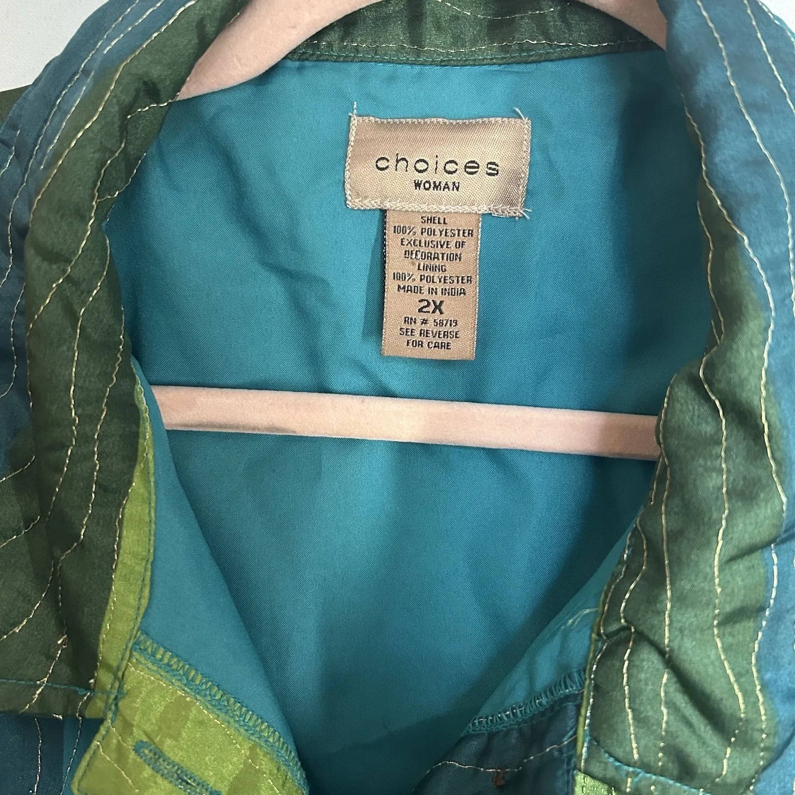 Choices Woman Tunic Women's 2X Boho Embroidered Art to Wear Blue‎ Teal India Size XXL - Image 5