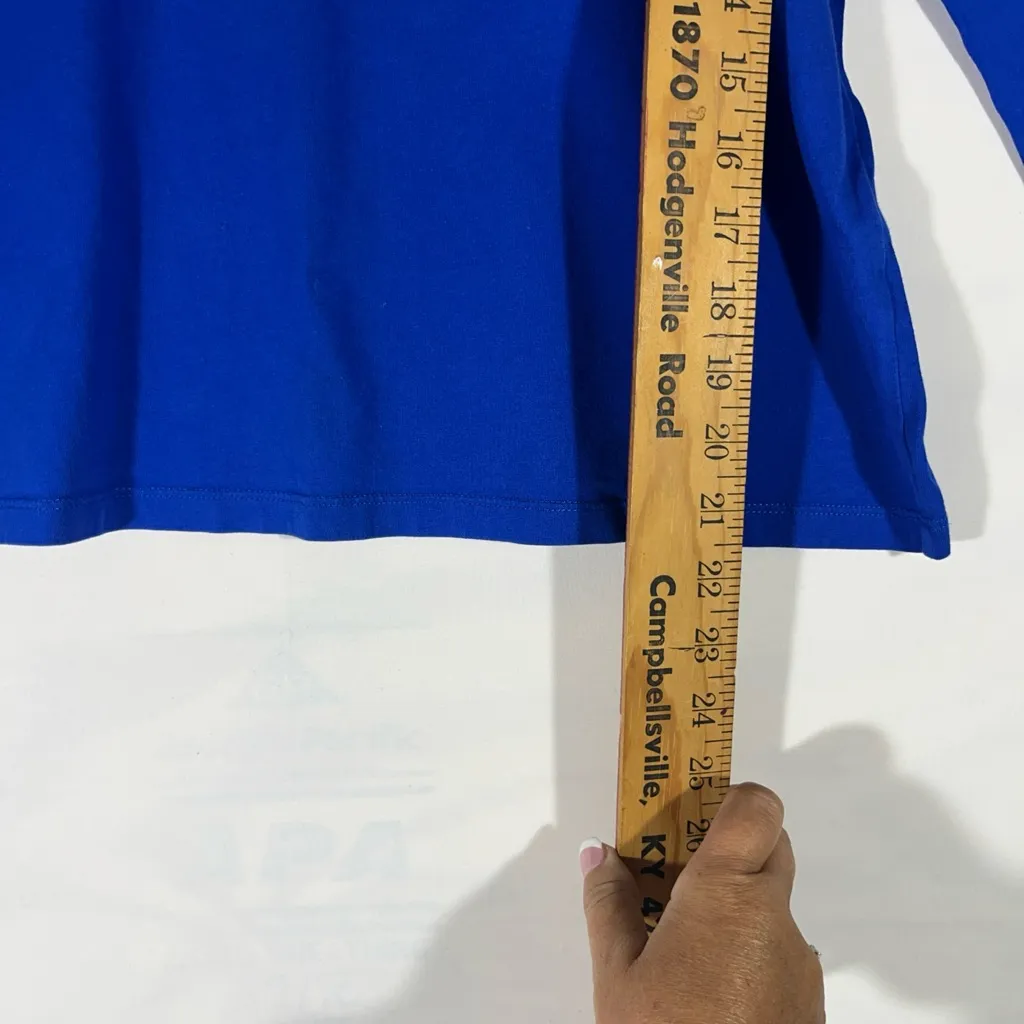 LAUREN RALPH LAUREN ACTIVE TEE W/CREST LOGO 100% COTTON LG ROYAL BLUE PREOWN A52 - Image 9