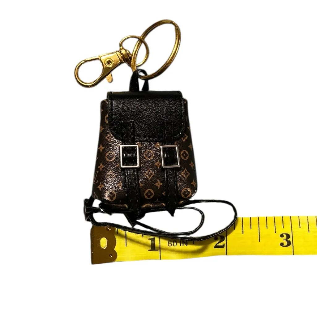 Miniature Monogram Backpack Keychain Bag Charm Labubu Accessory Black - Image 7