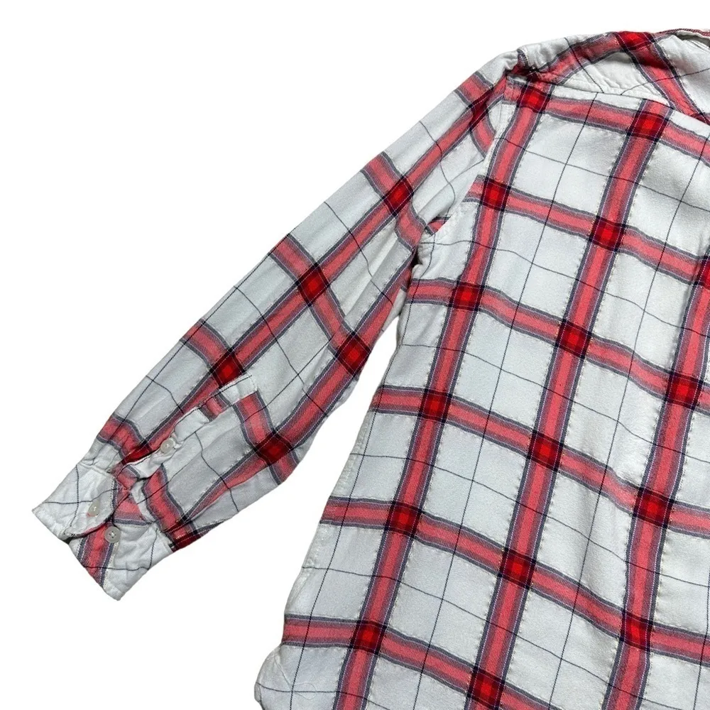 Ava & Viv White & Red Plaid Button Down Long Sleeve Top US 0X - Image 9