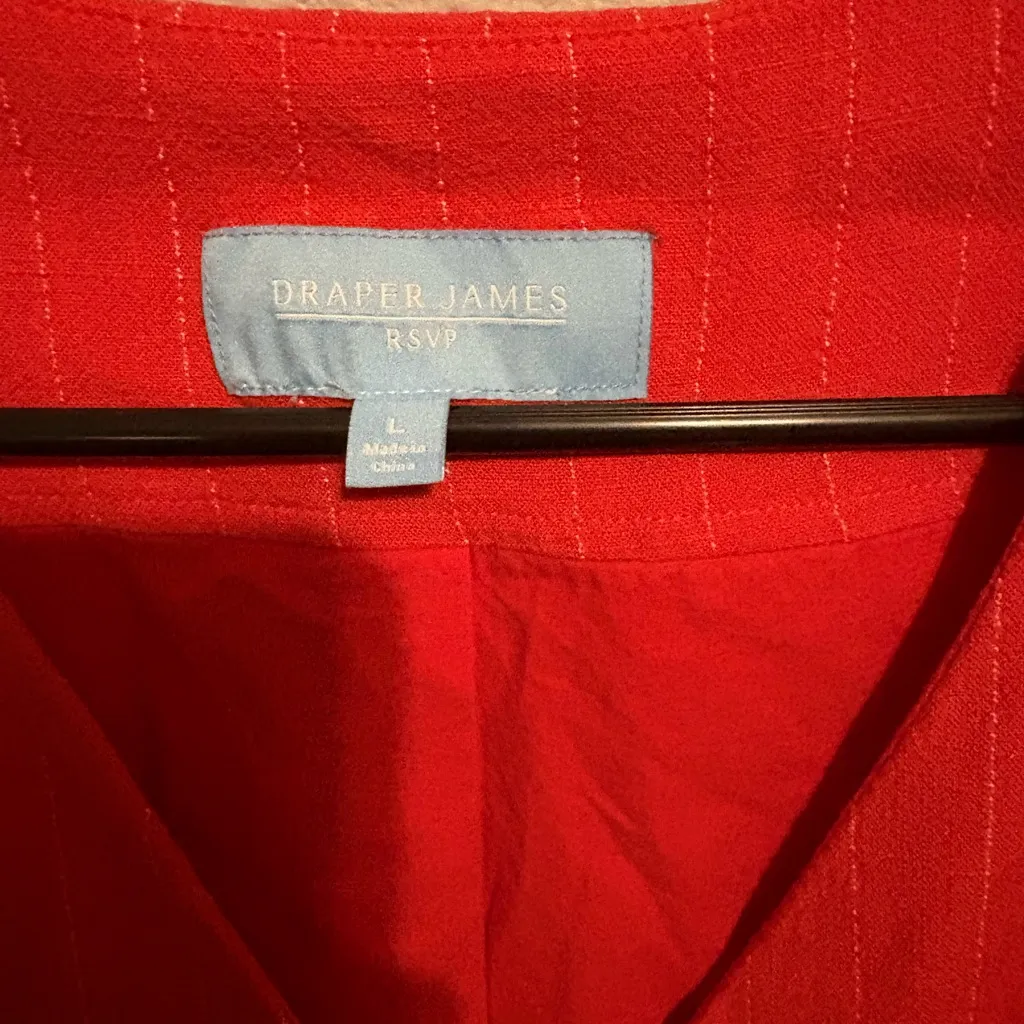 Draper James orange striped Linen Suit Vest size large - Image 6