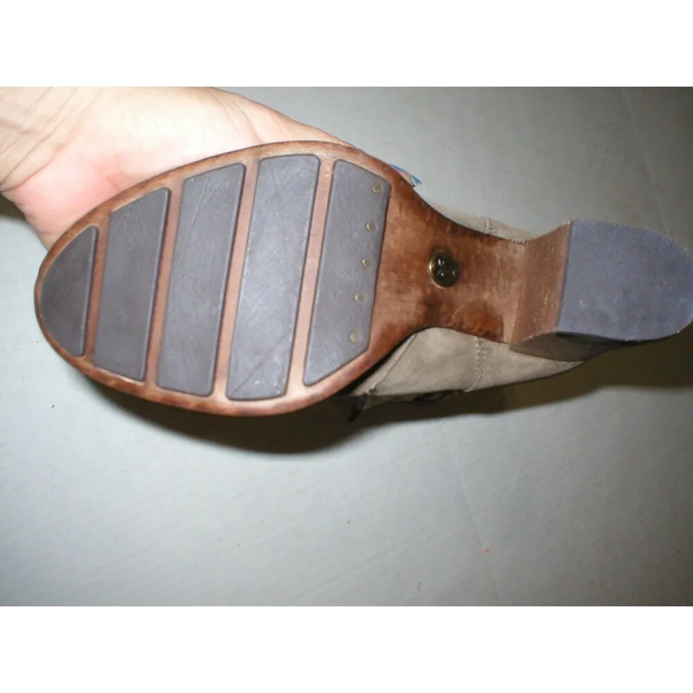 New Womens Parker 5.5  Suede Leather Boots Short Fringe Gray Brown Lace Up - Image 12