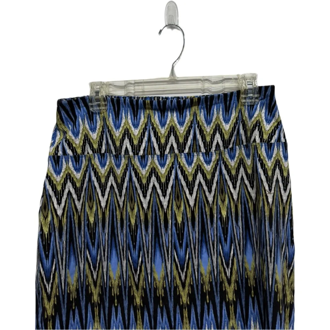 J Jill Wearever Multicolor Zig Zag Smooth Fit Pencil Skirt Small Business Casual Blue - Image 2