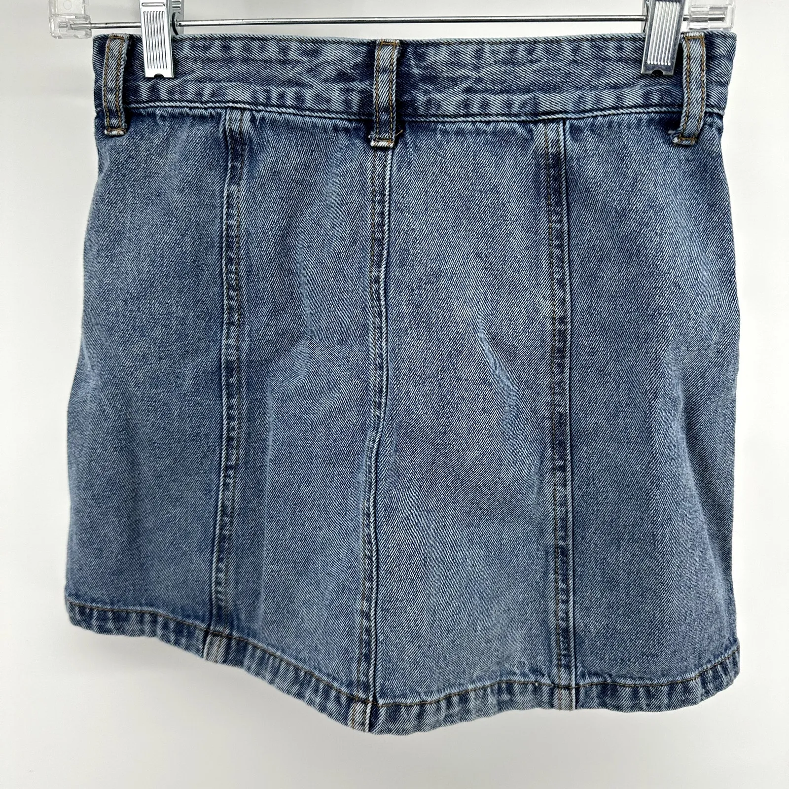 Forever 21 Denim Skirt Mini Jean Straight Medium Wash Button Down Blue Small - Image 6