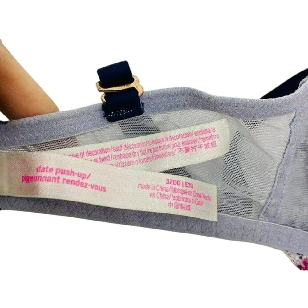 PINK Victoria Secret Date Strappy Push Up Floral Lace 32DD - Image 7