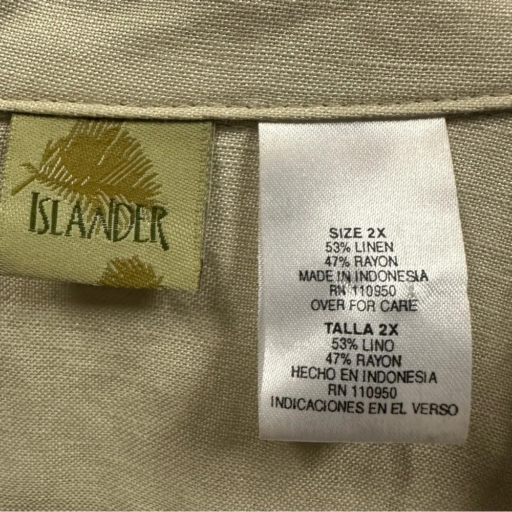 Islander Linen Blend Shell Button Blazer Jacket with Pockets Womens 2X Imported Tan - Image 6