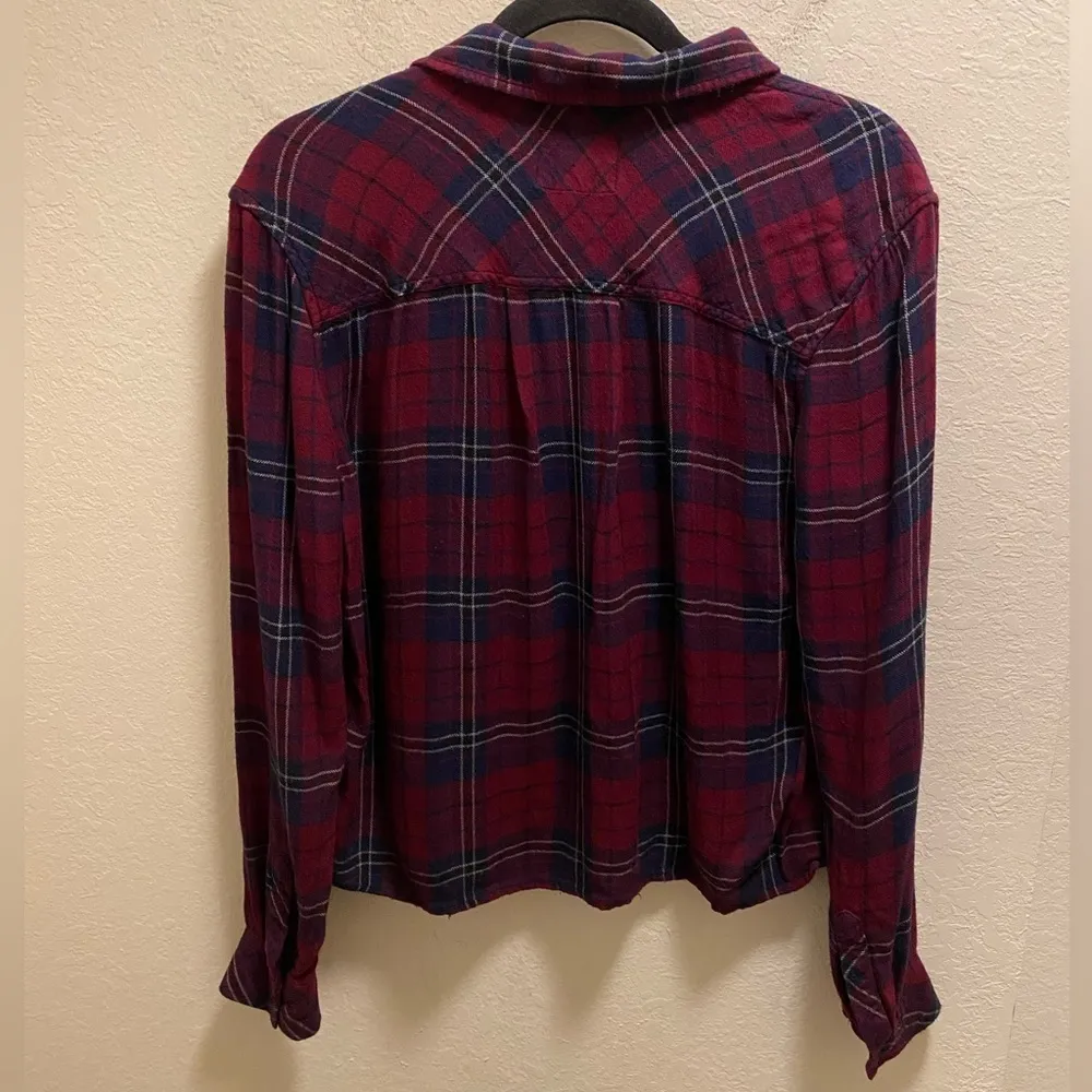 Rails Dylan Button Down Flannel In Oxblood/Navy Size M - Image 10