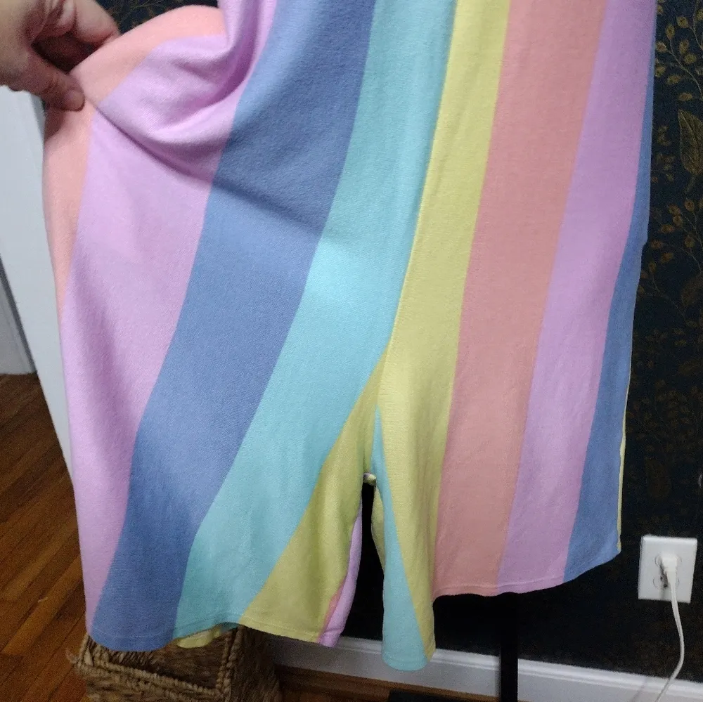 Bombom Rainbow Pastel Stripe Romper Shorts Blue Size M - Image 2