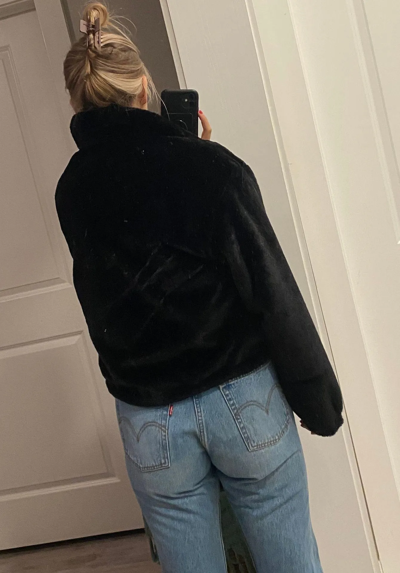 Black Fuzzy  Jacket - Image 2