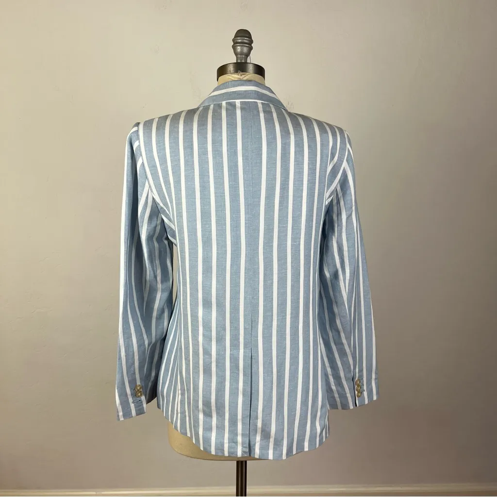 LOFT Petite Striped Linen Blend Modern Blazer - Image 5