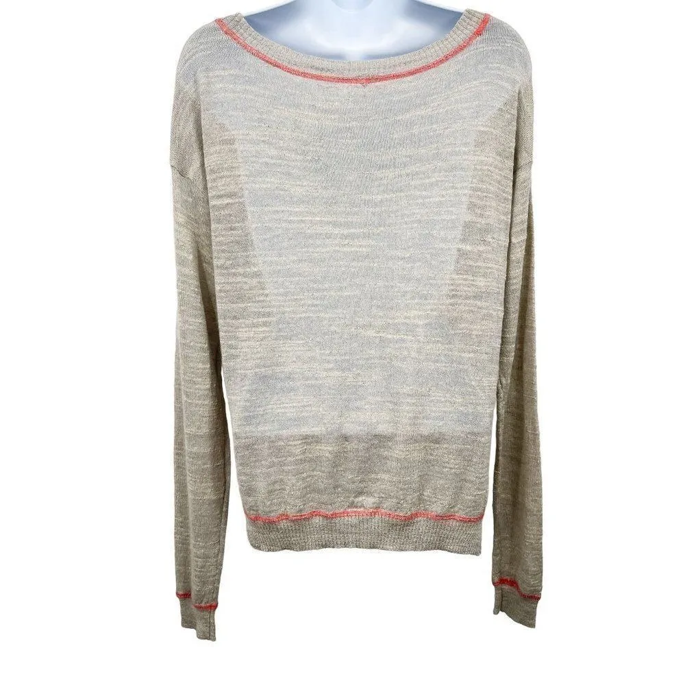 Free People Beach Road Trip Alpaca Linen Knit Blend Neutral Sweater Top - Image 5