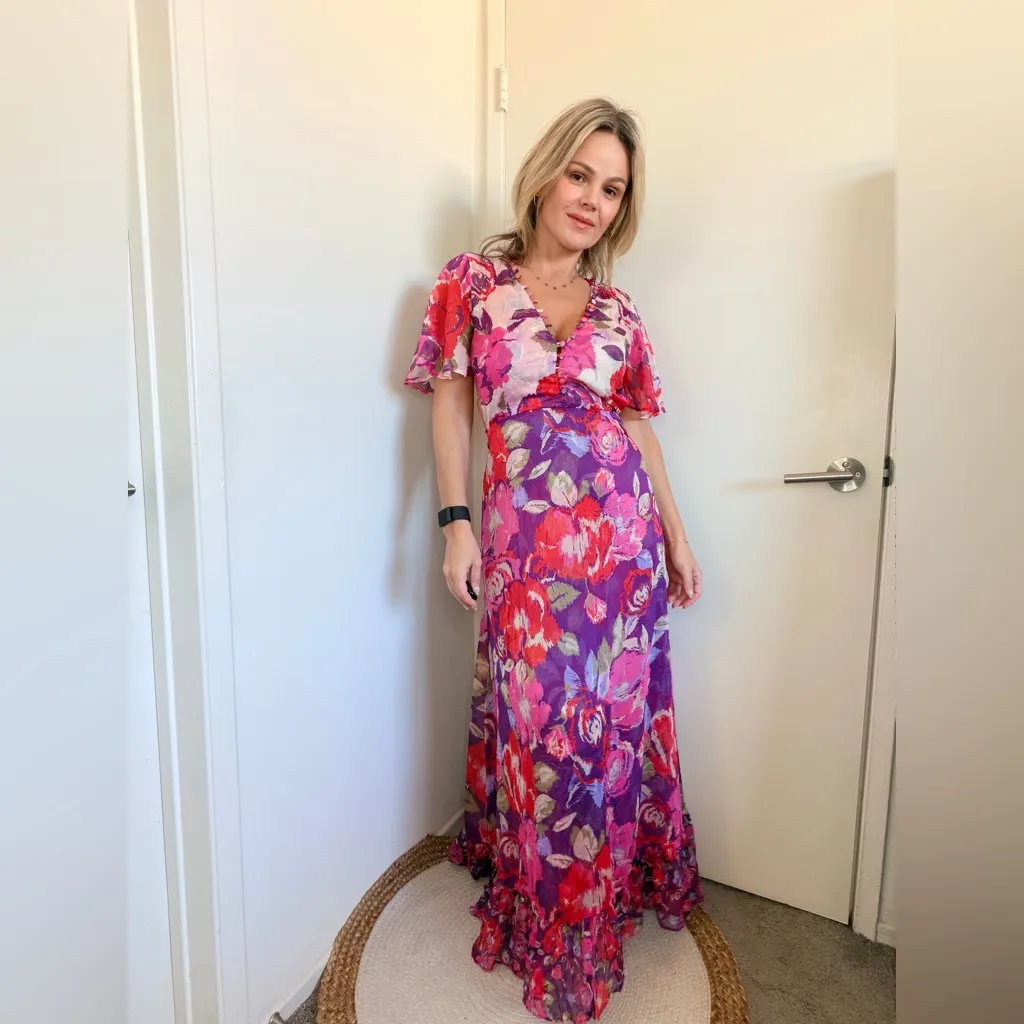 MISA Calista Floral Open-Back Maxi Lilac Coming Up Roses - Image 5