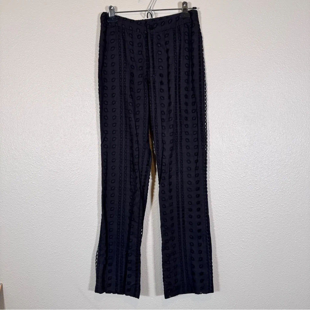 Anna Sui Black Eyelet Lace Trouser Dress Pants Womens 6 Whimsigoth Preppy Fall - Image 11