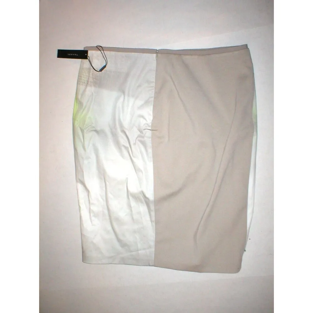 New Womens Designer Tahari Yellow White Tan Skirt Lined Office 12 NWT Ombre Gree - Image 9