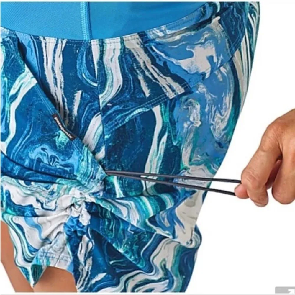 Patagonia Blue Marble Swirl Tech Fishing Active Skort Rivermouth: Radar Blue XS - Image 5