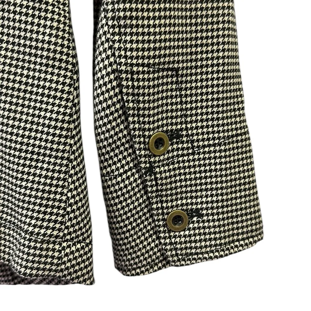 Volcom Vintage Black White Houndstooth Double Pocket 3 Button Blazer Size 10 - Image 12